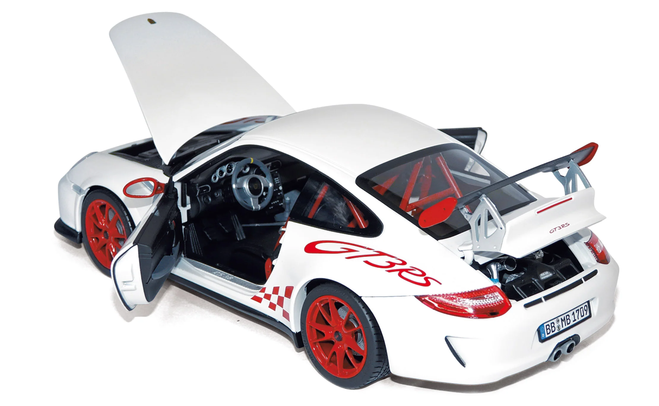 Porsche 911 GT3 RS 2010 Blanc avec déco rouge 1/18 - Image 2