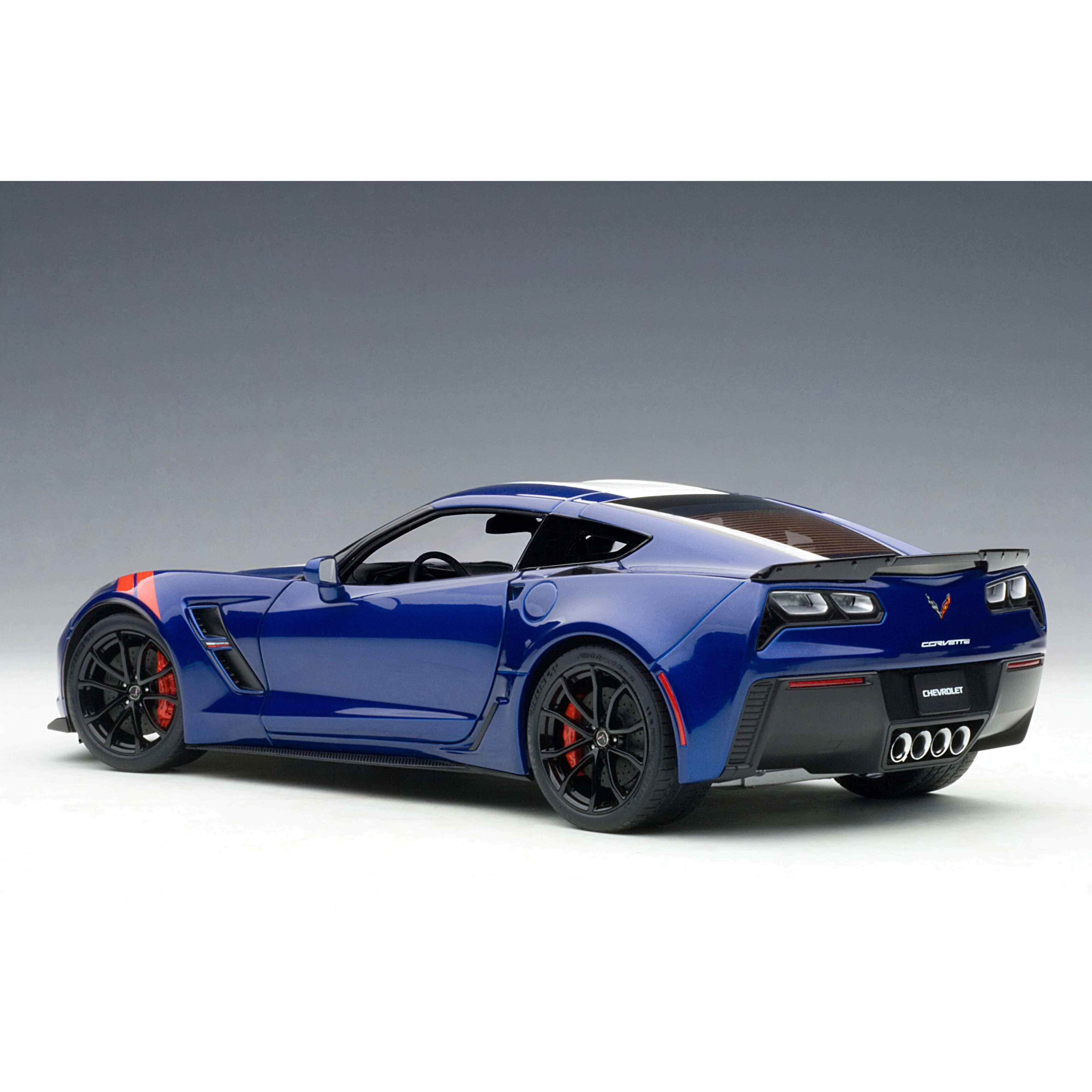 Chevrolet Corvette C7 Grand Sport 2017 Bleu/Bandes blanches 1/18 - Image 2