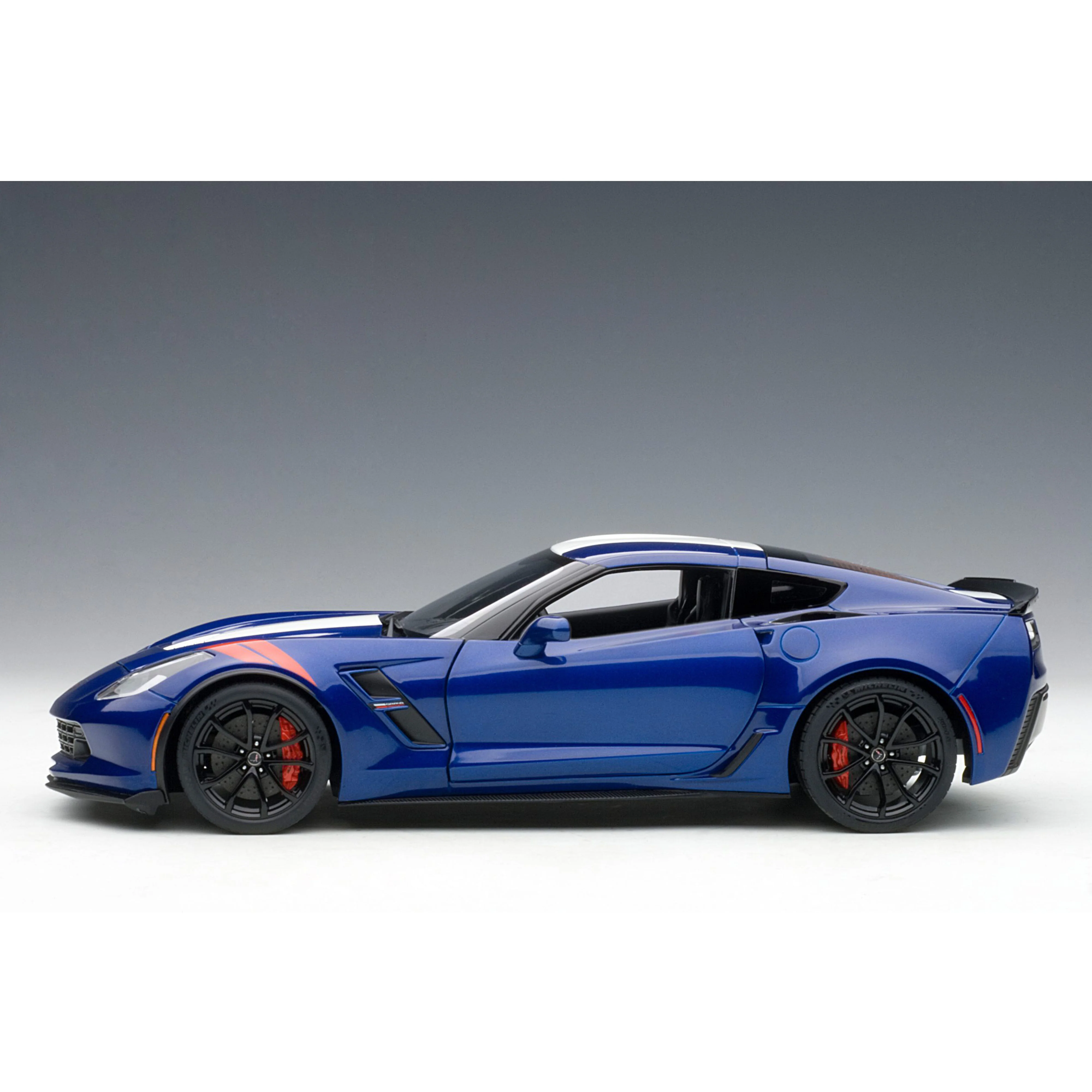 Chevrolet Corvette C7 Grand Sport 2017 Bleu/Bandes blanches 1/18 - Image 3