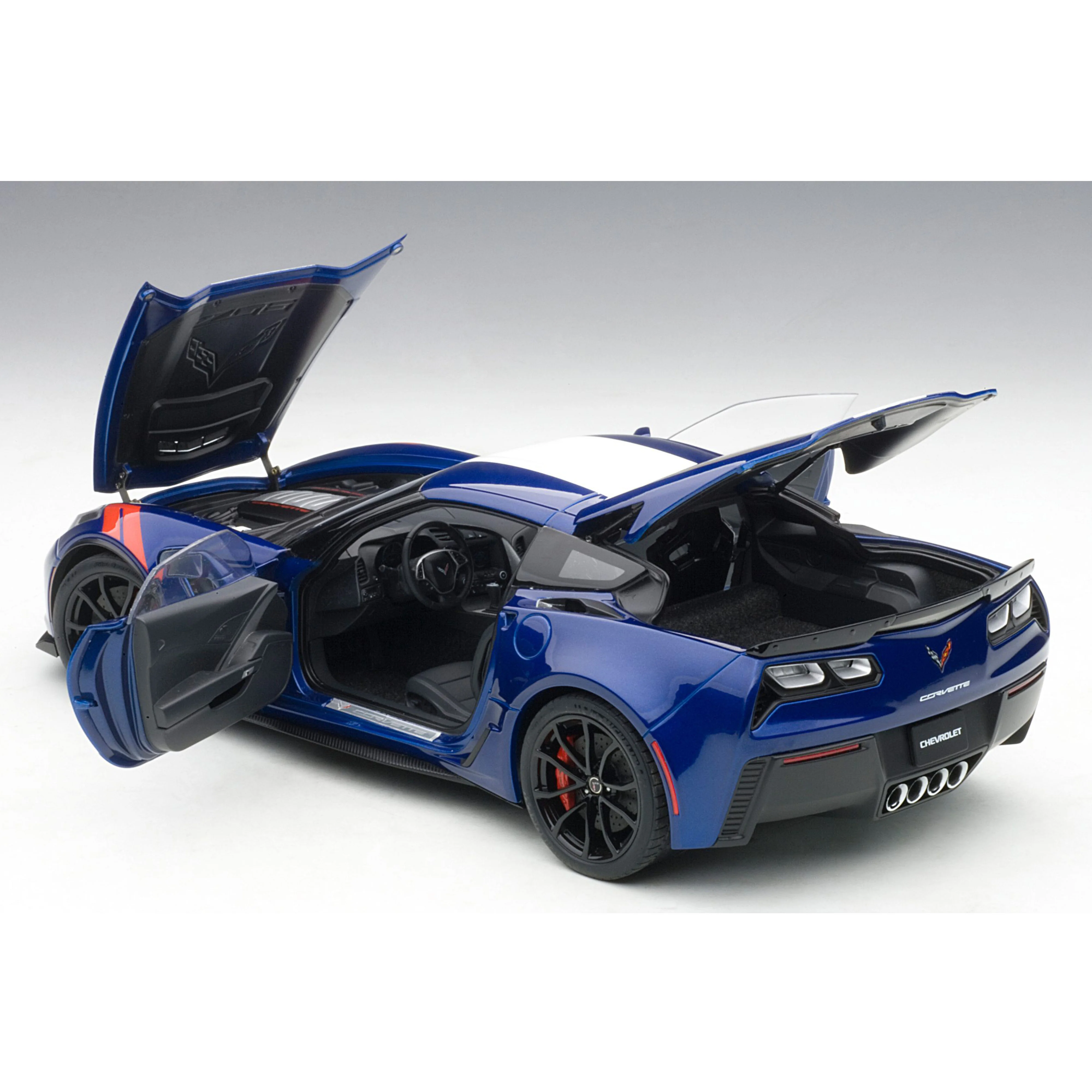 Chevrolet Corvette C7 Grand Sport 2017 Bleu/Bandes blanches 1/18 - Image 7