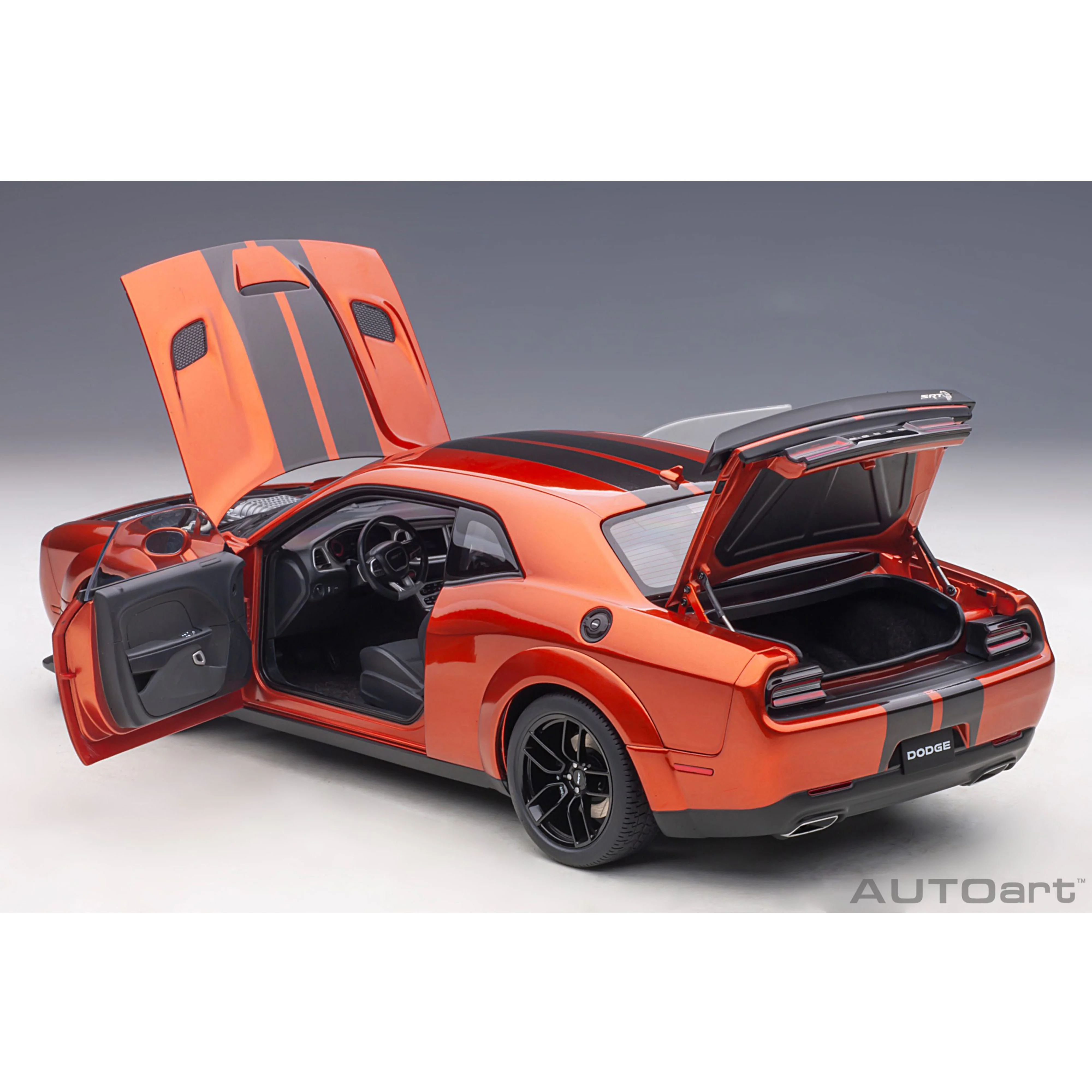 Dodge Challenger SRT Hellcat cinnamon/gunmetal stripes 2018 1/18 - Image 7