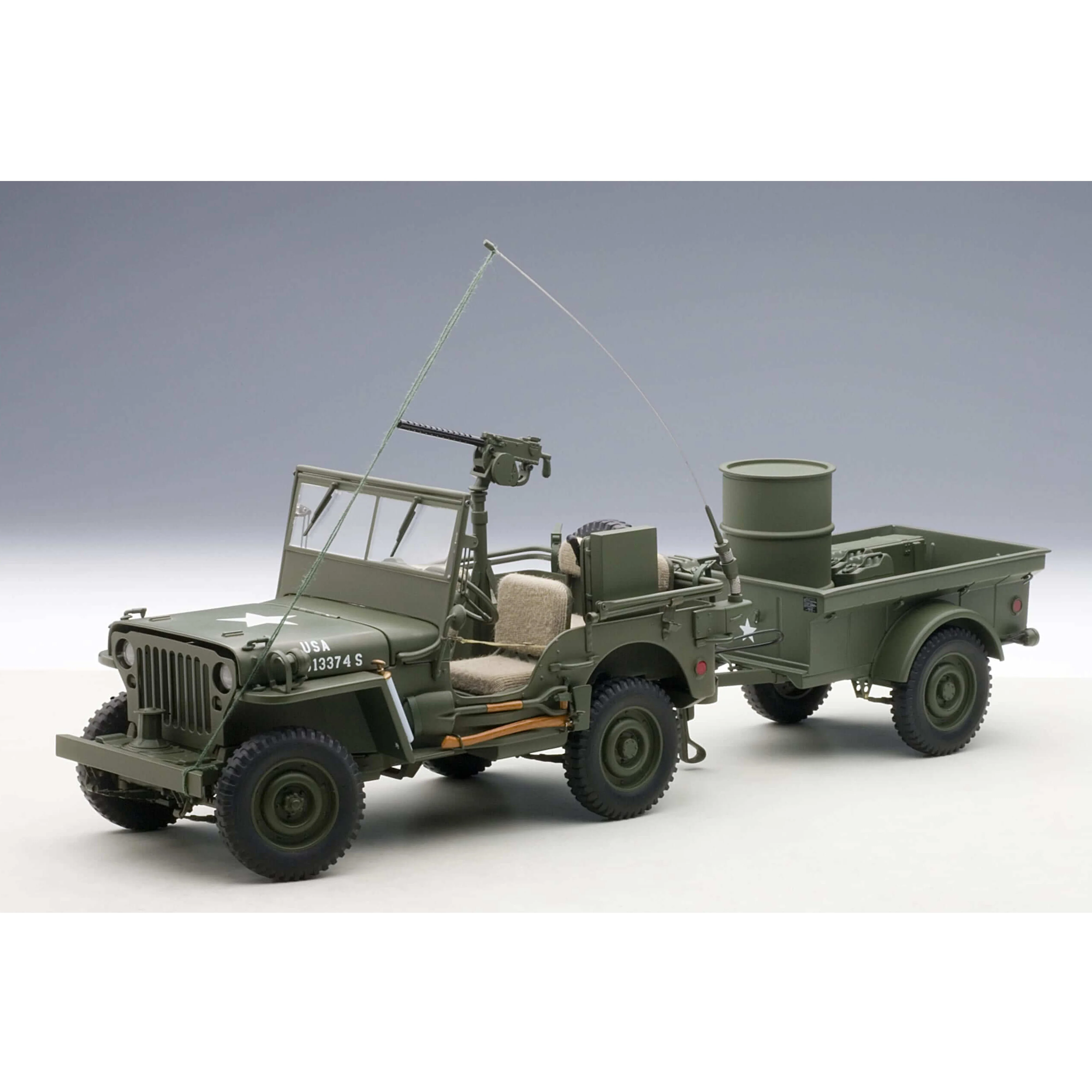 Jeep Willys avec remorque Vert Armée 1943 1/18