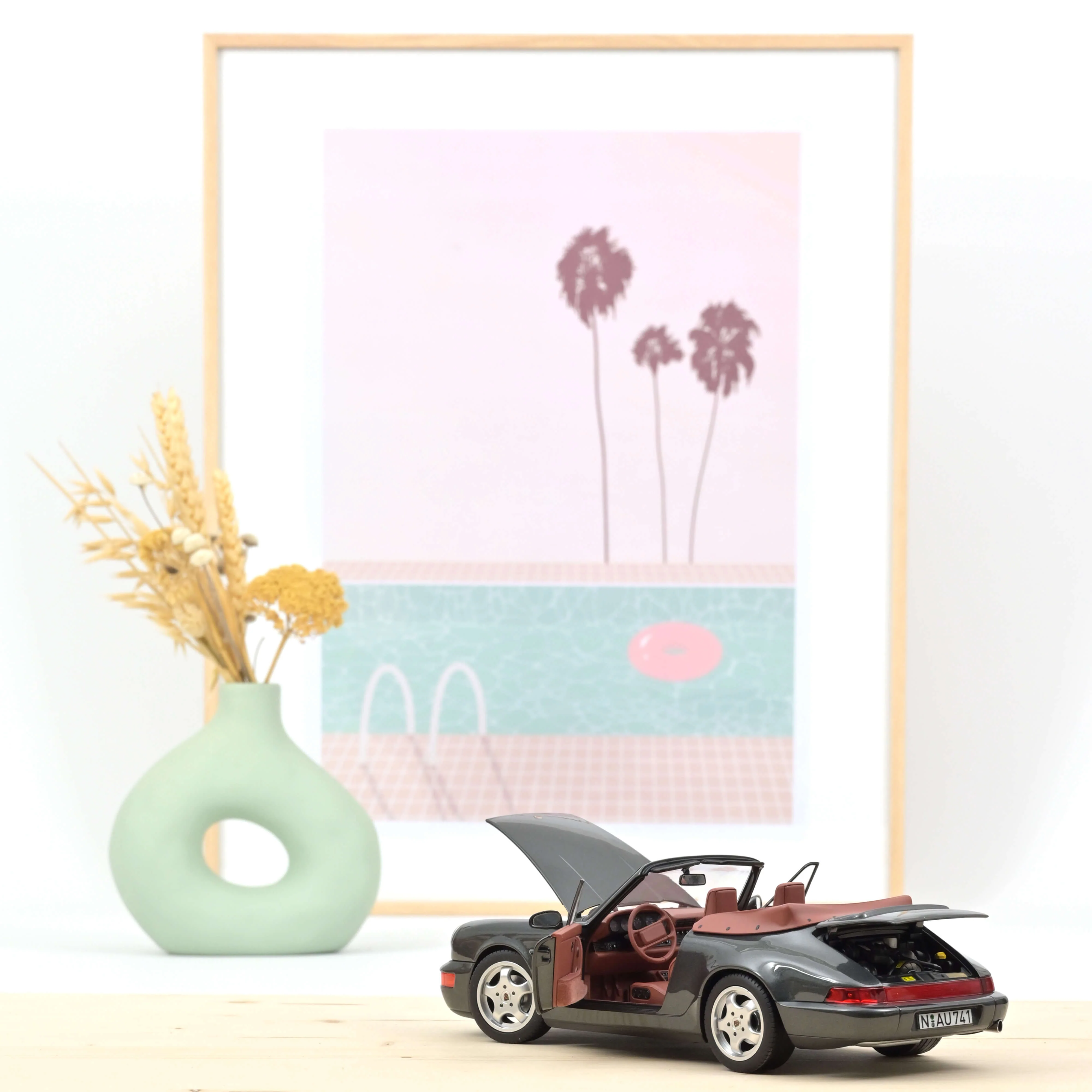 Porsche 911 Carrera 2 Cabriolet 1990 Gris métallisé 1/18 - 200pcs - Image 2