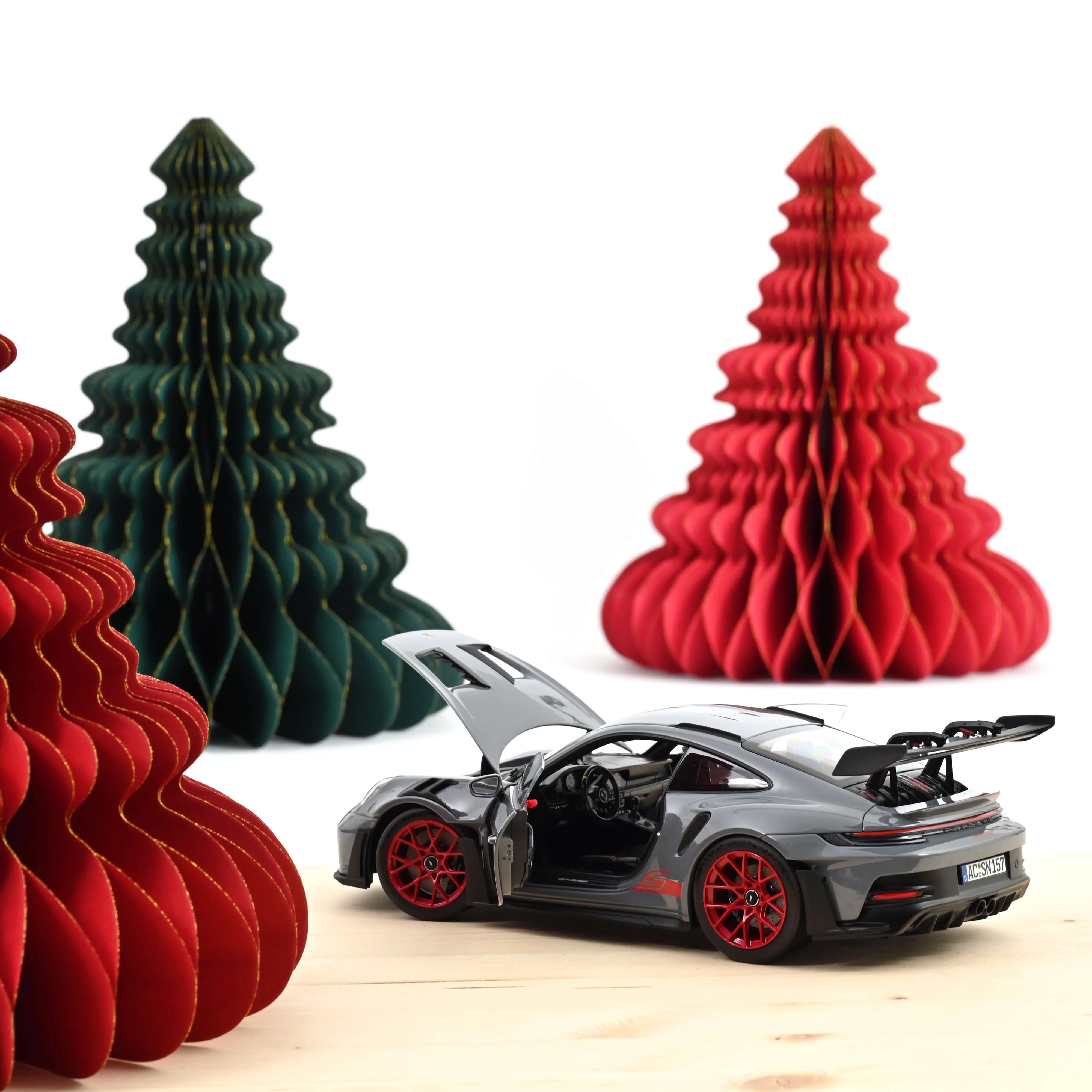 Porsche 911 GT3 RS 2022 Gris arctique et rouge pyro 1/18 - Image 2
