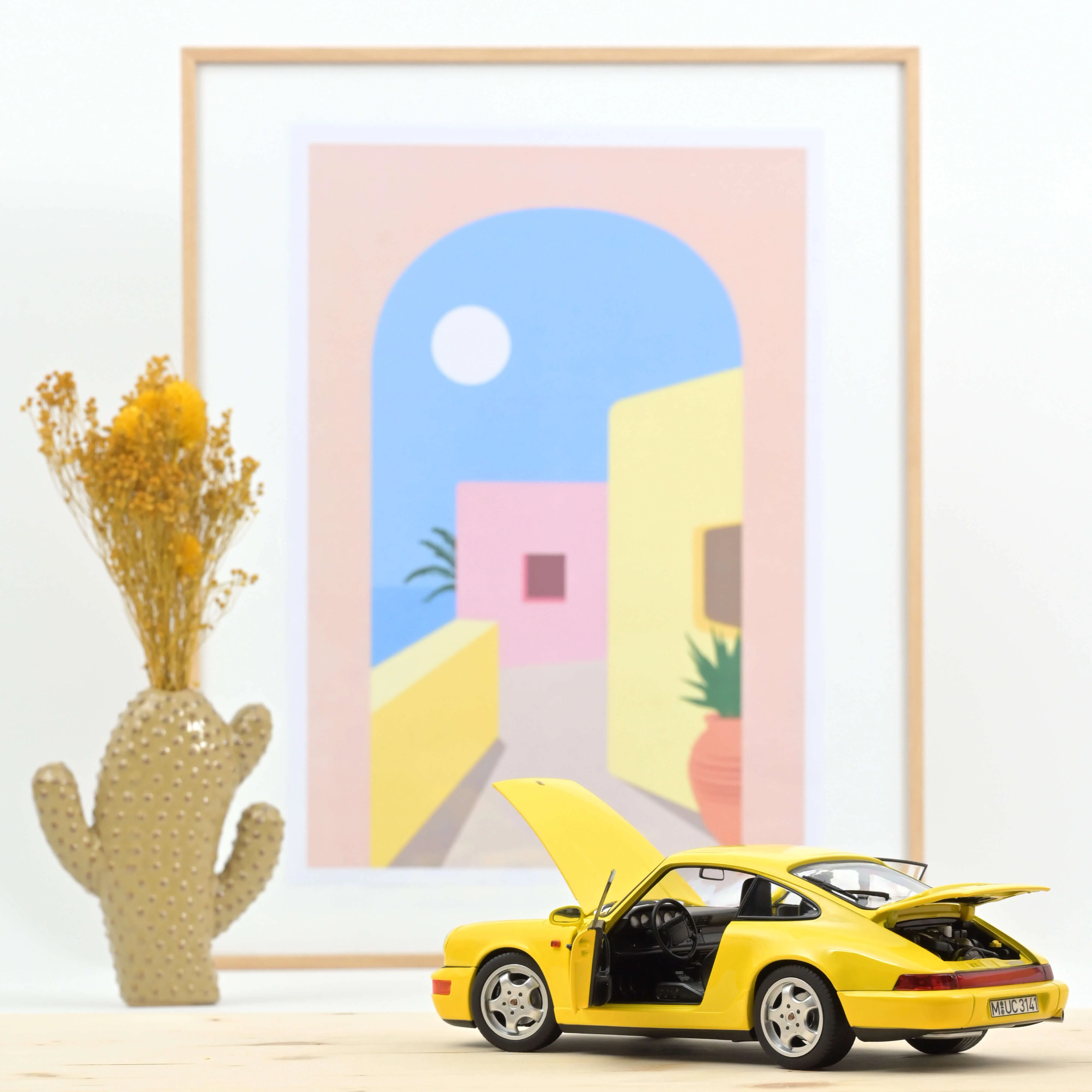 Porsche 911 Carrera 2 1992 Jaune 1/18 - Image 2