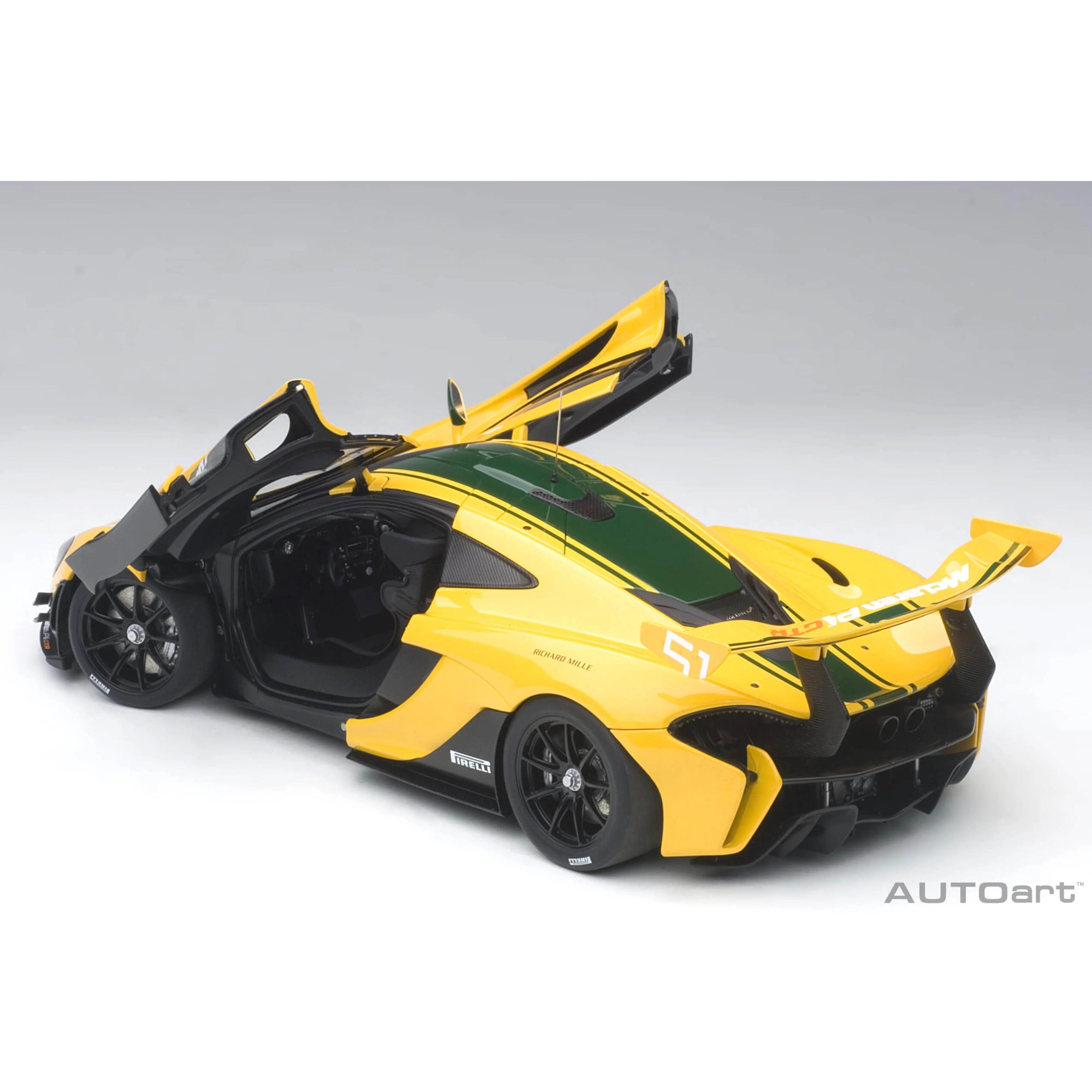 McLaren P1 GTR Jaune/Bandes Vertes N°51 1/18 - Image 6