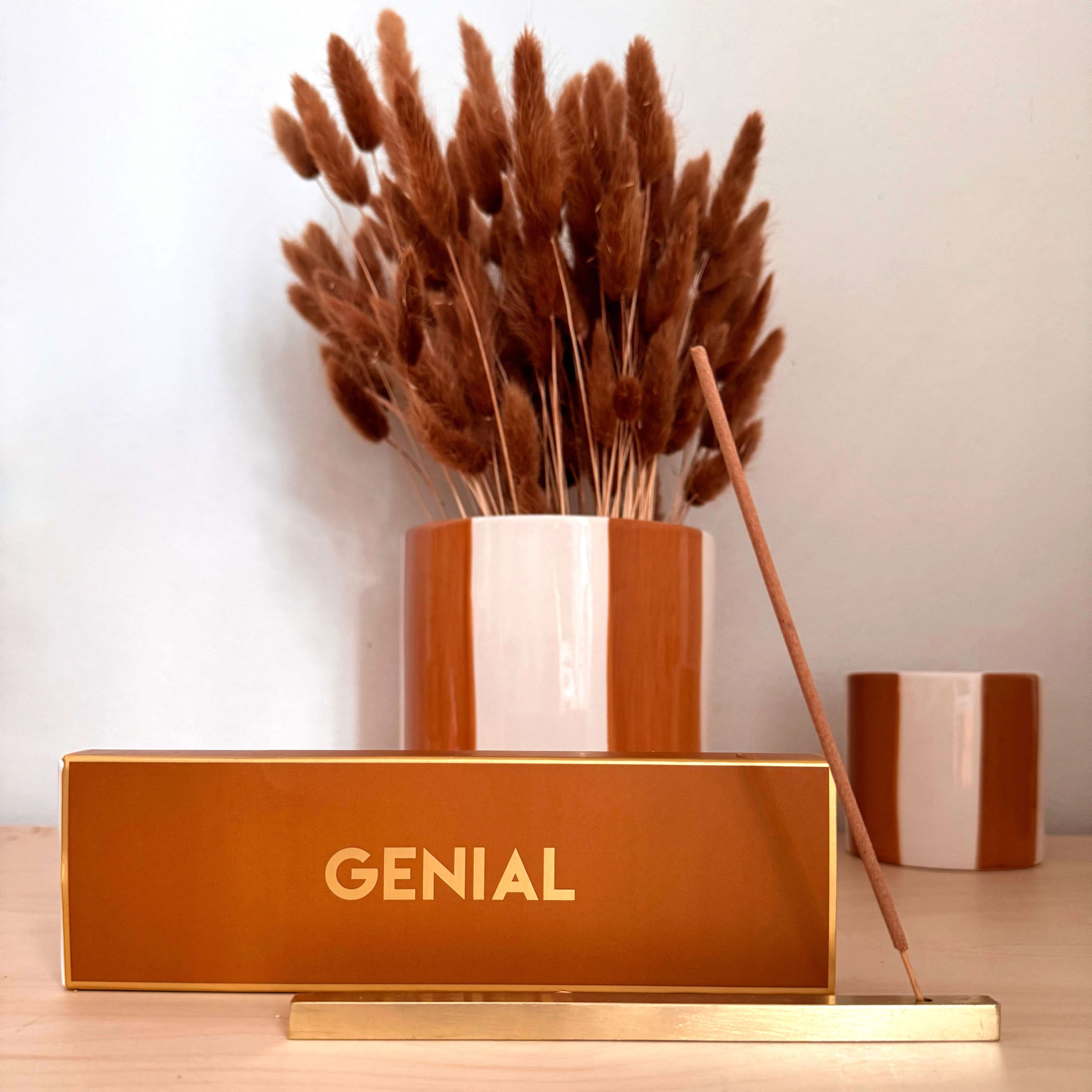 Bâtons d'encens Genial en cuir de santal avec porte-encens
