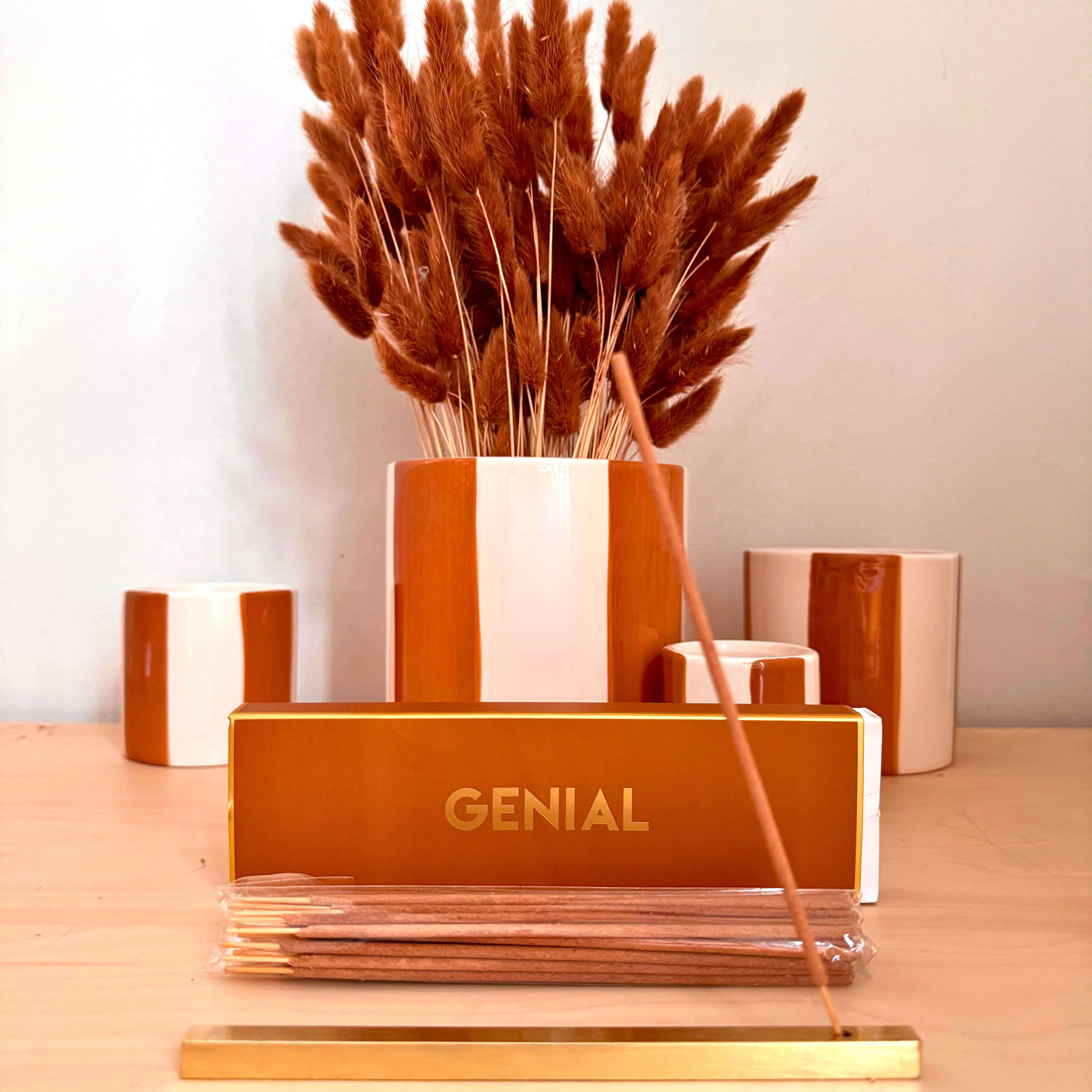 Bâtons d'encens Genial en cuir de santal avec porte-encens - Image 3