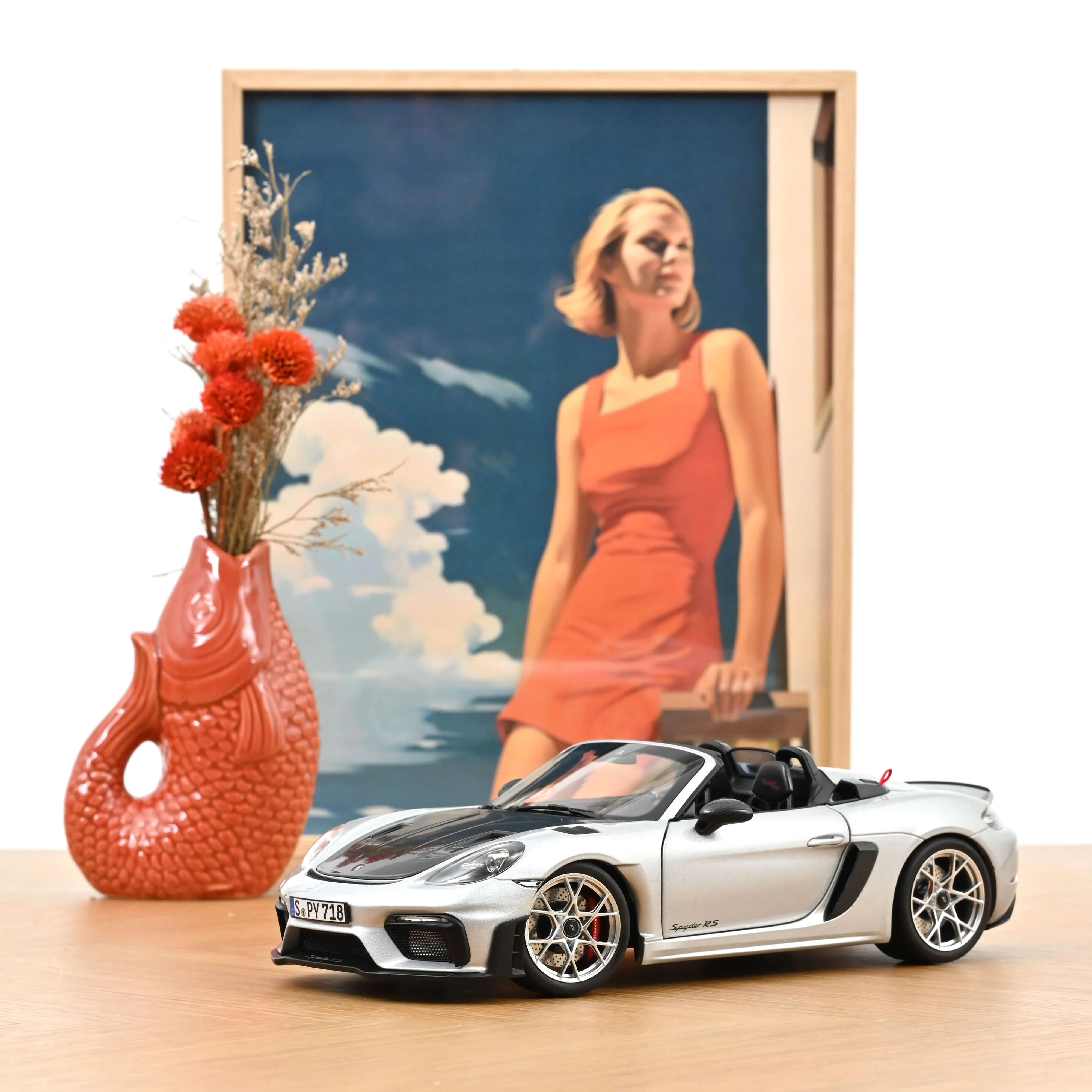 Porsche 718 Spyder RS Pack Weissach 2023 GT-Argent métallisé 1/18