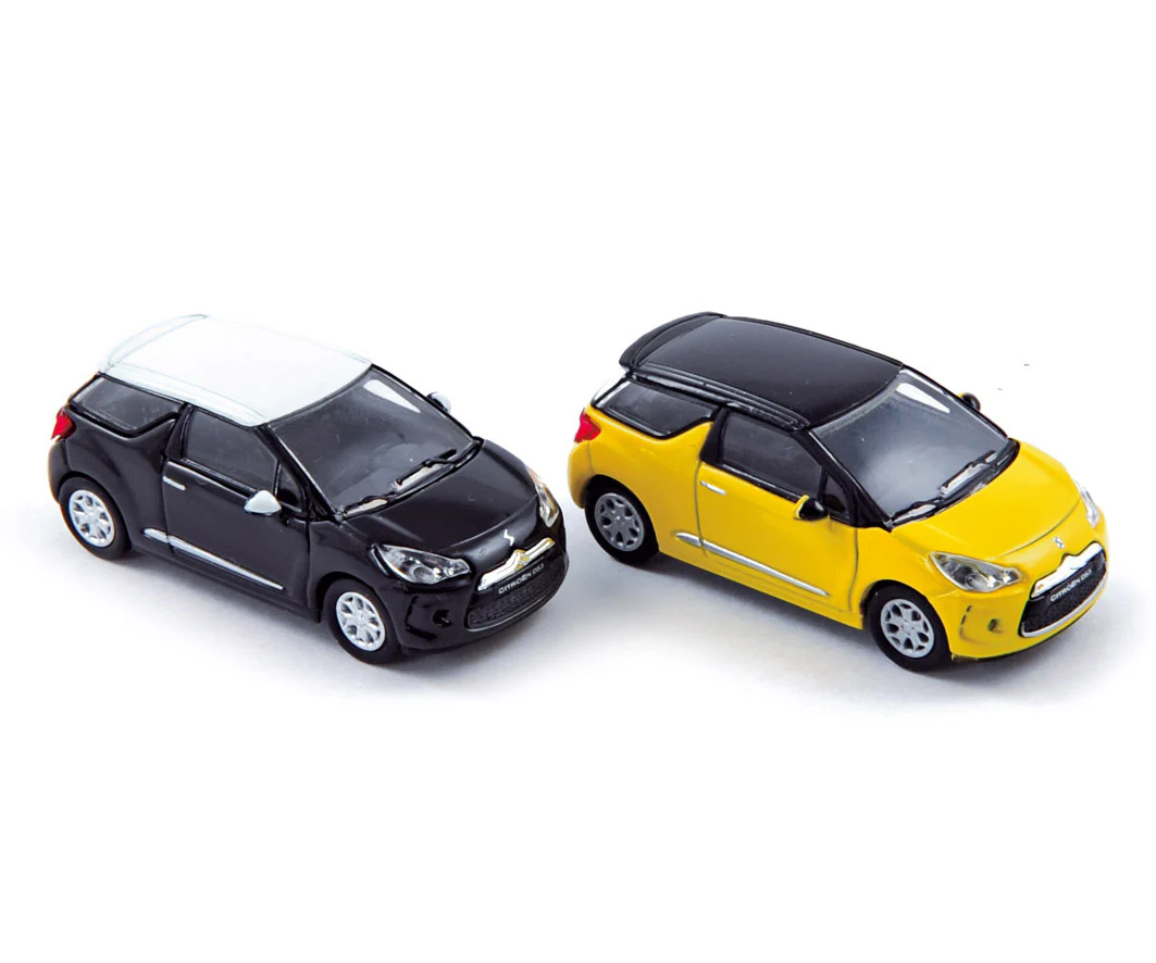 Citroën DS3 2010 Noir Onyx et Jaune Pegase 1/87