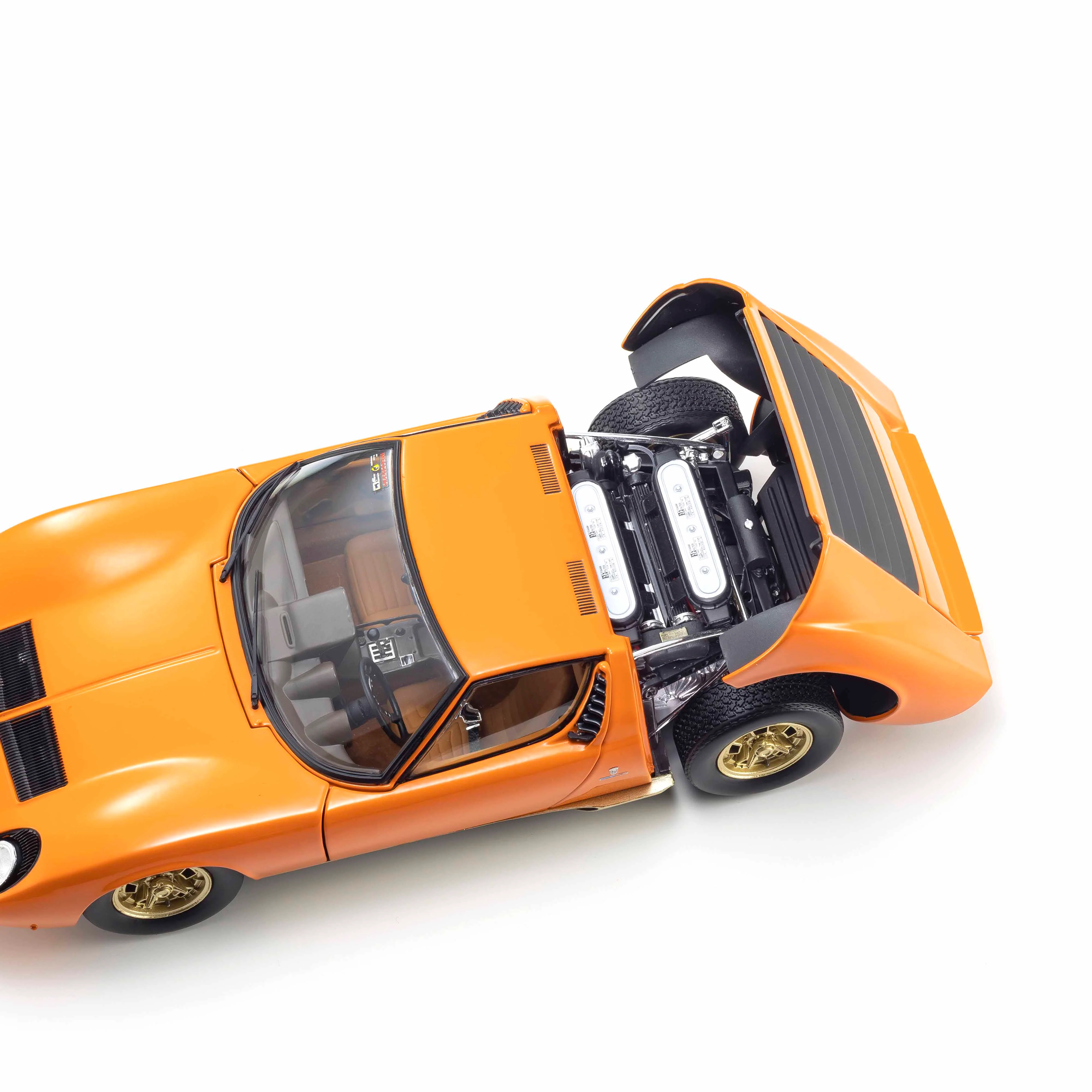 Lamborghini Miura P400 Orange/Or (Intérieur Marron) 1/18 - Image 8