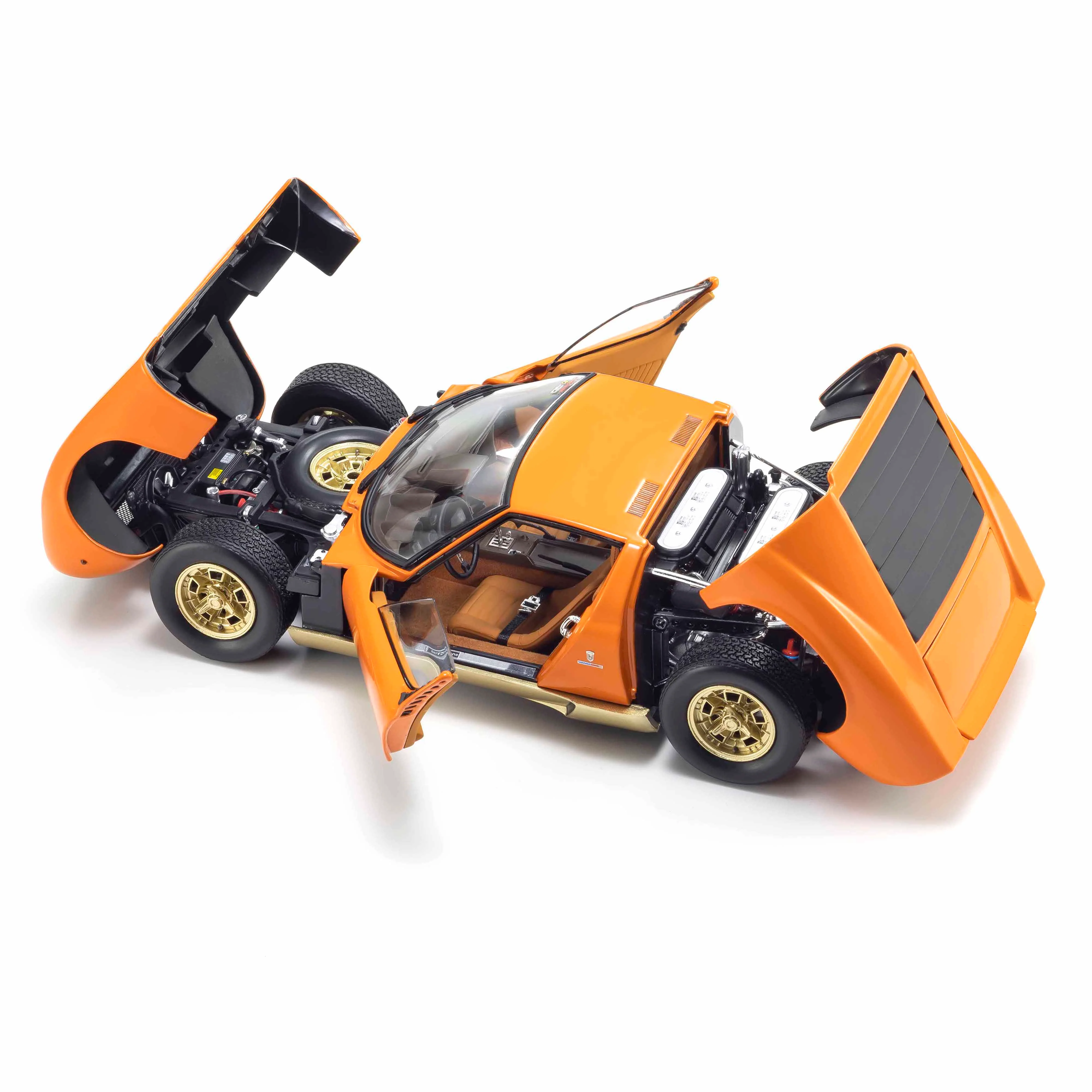Lamborghini Miura P400 Orange/Or (Intérieur Marron) 1/18 - Image 9