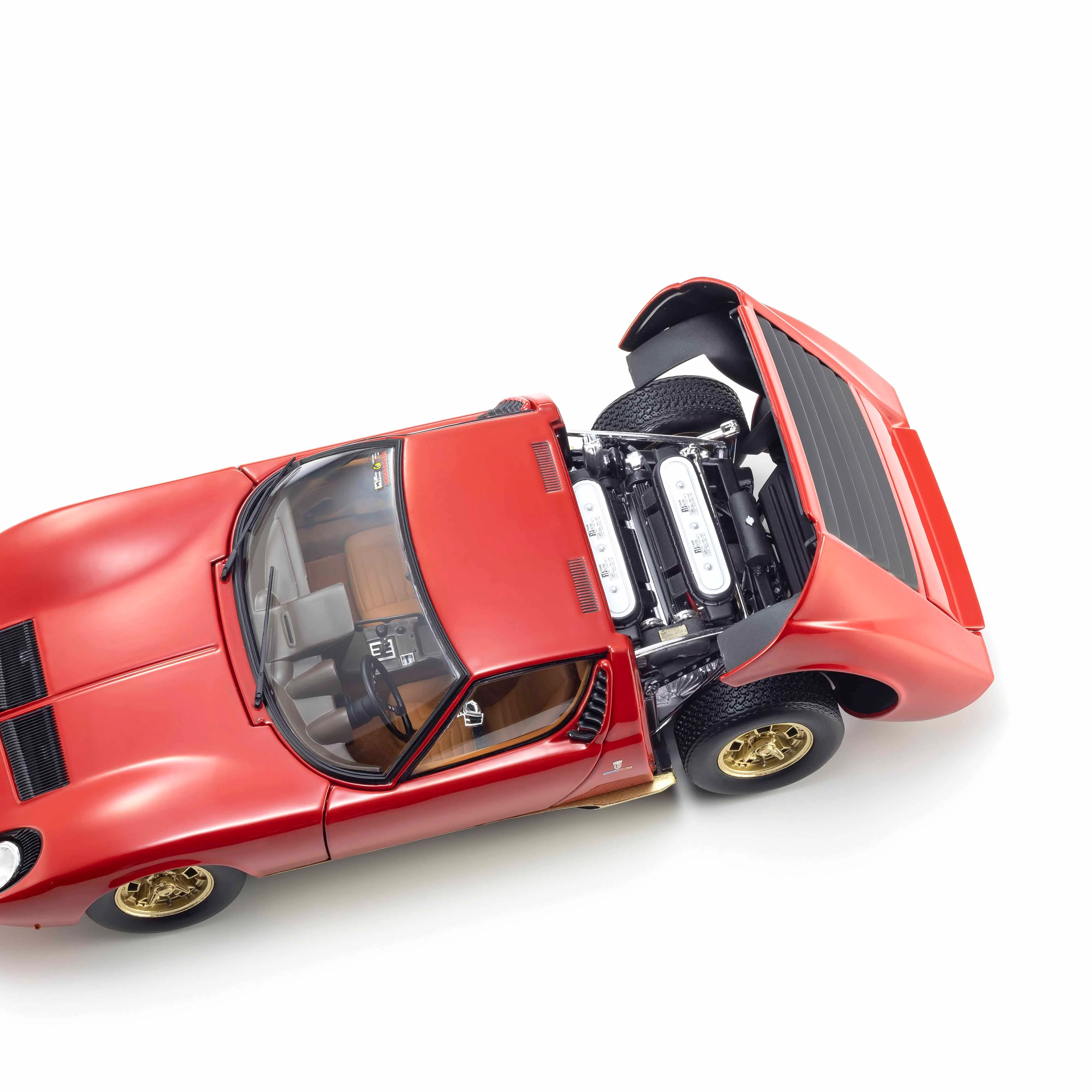 Lamborghini Miura P400 Rouge/Or (Intérieur Marron) 1/18 - Image 8