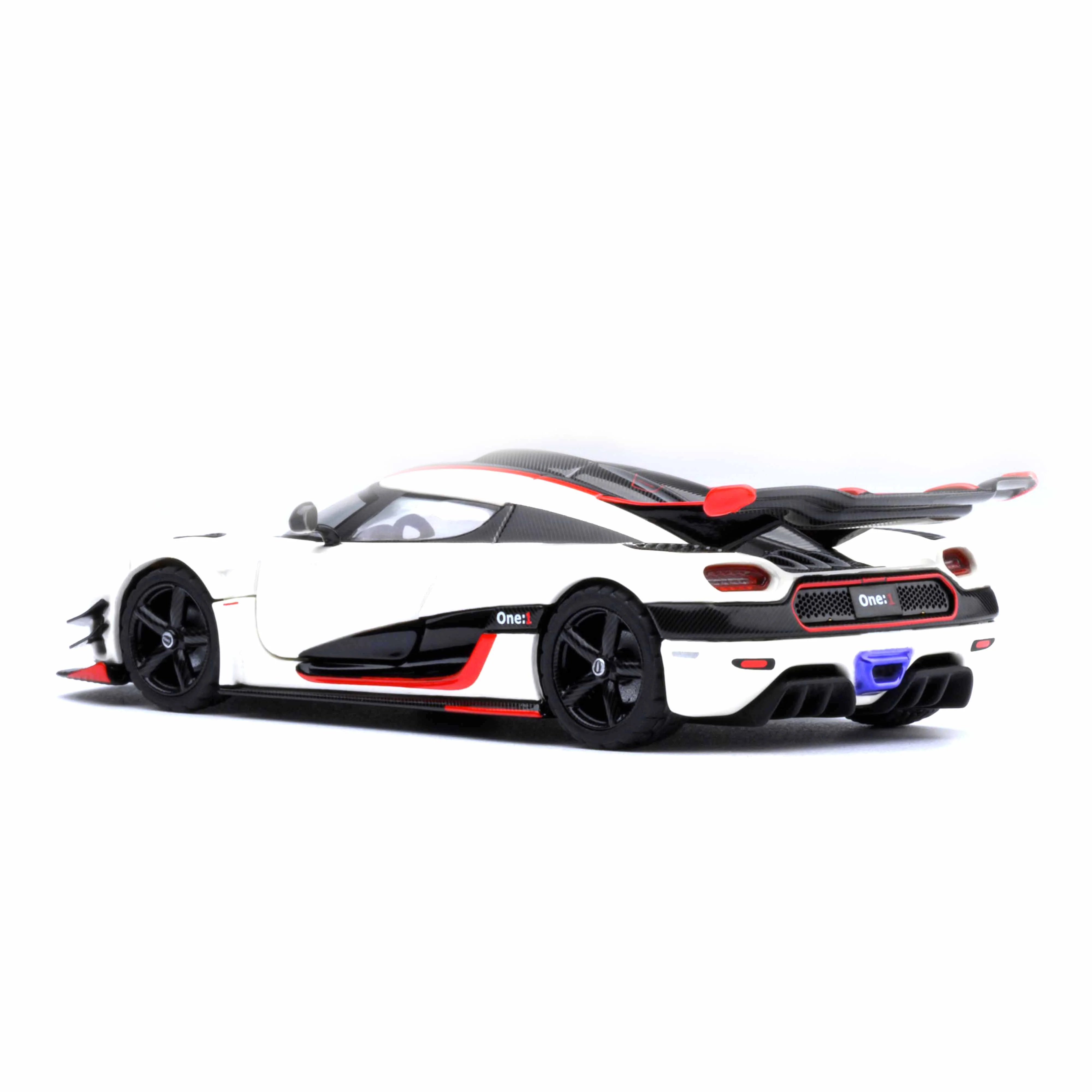 Koenigsegg One : 1 Blanc galet/Noir carbone/Accents rouges 1/64 - Image 3