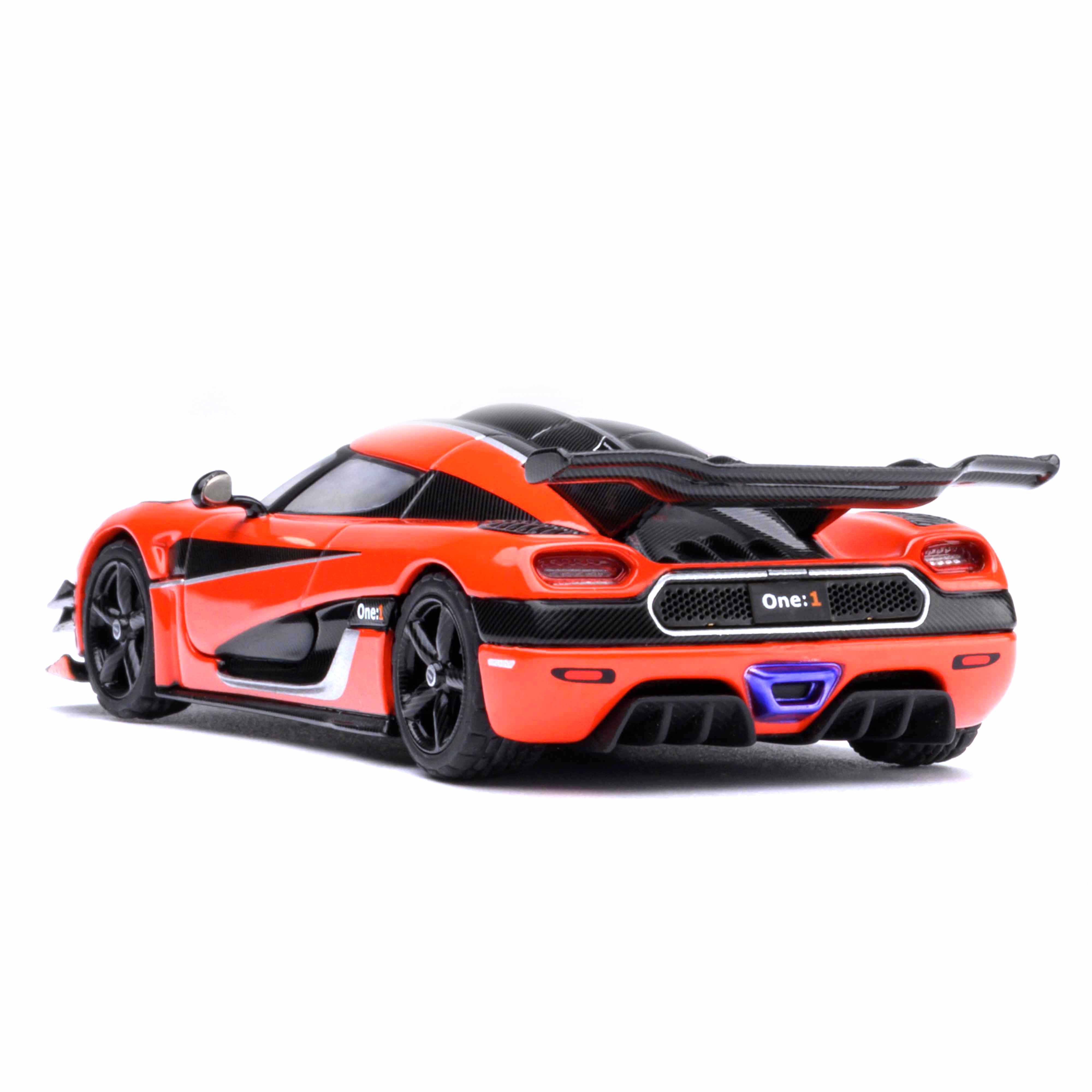 Koenigsegg One : 1 Orange lave/Fibre de carbone/Bandes argentées 1/64 - Image 10