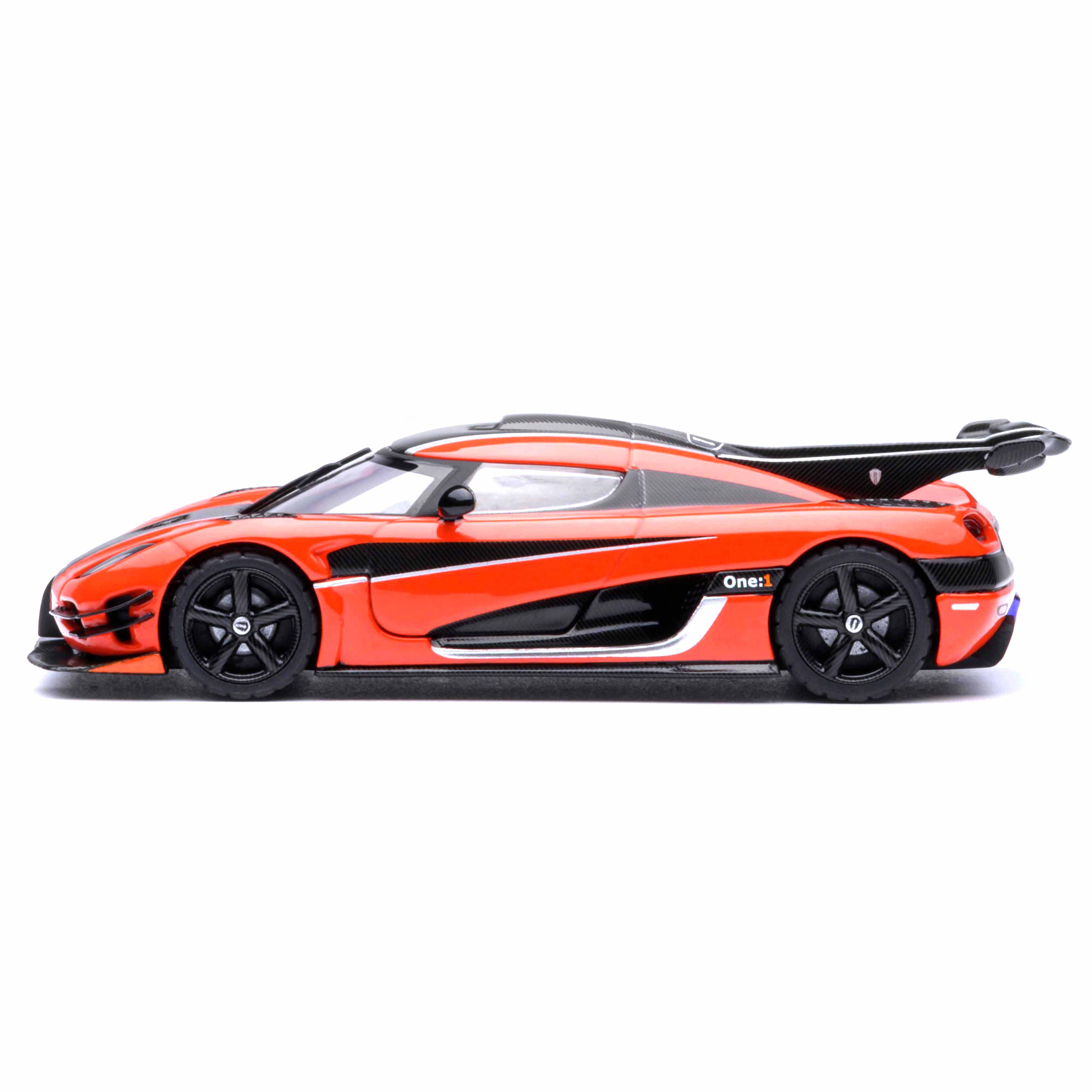 Koenigsegg One : 1 Orange lave/Fibre de carbone/Bandes argentées 1/64 - Image 2