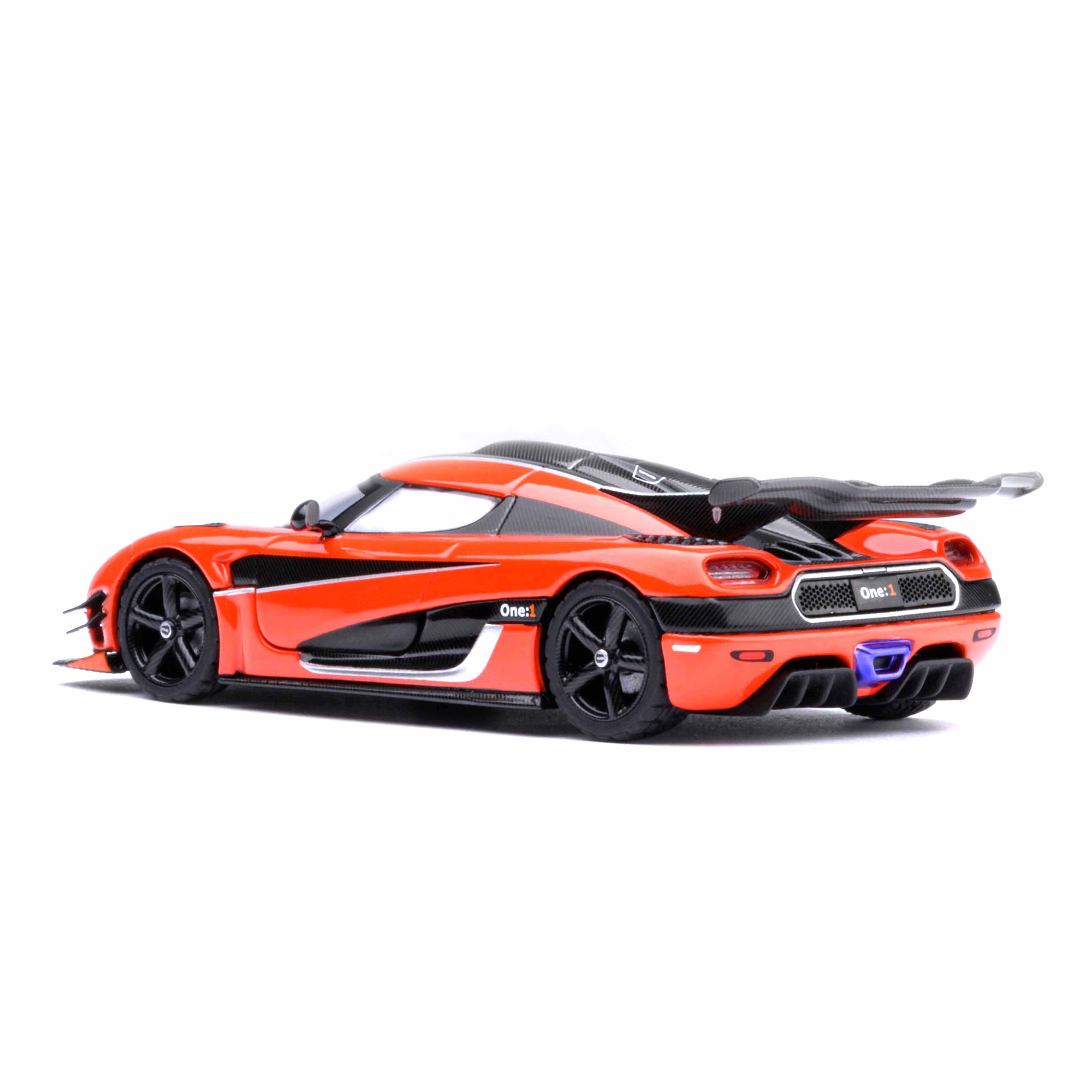 Koenigsegg One : 1 Orange lave/Fibre de carbone/Bandes argentées 1/64 - Image 3