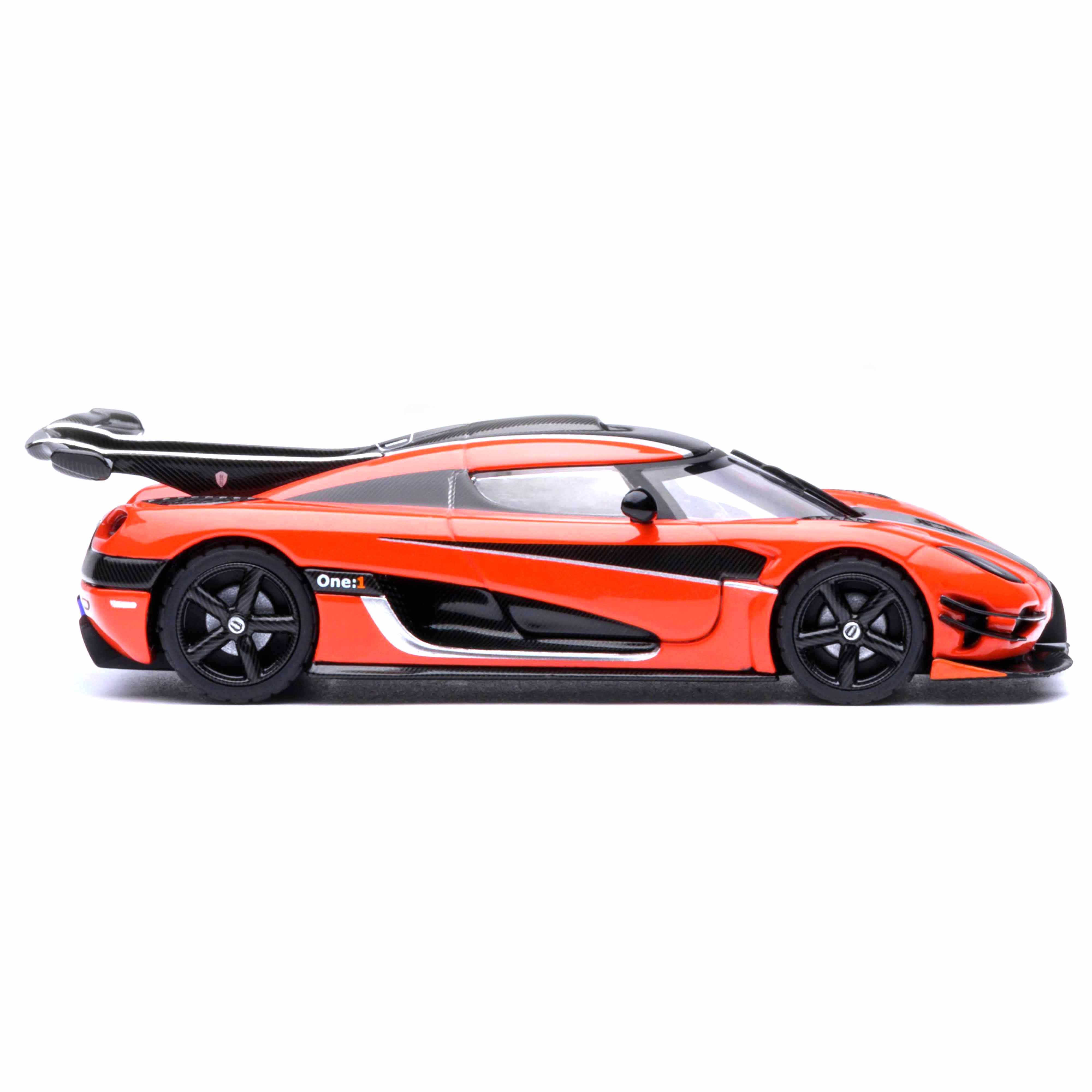 Koenigsegg One : 1 Orange lave/Fibre de carbone/Bandes argentées 1/64 - Image 4