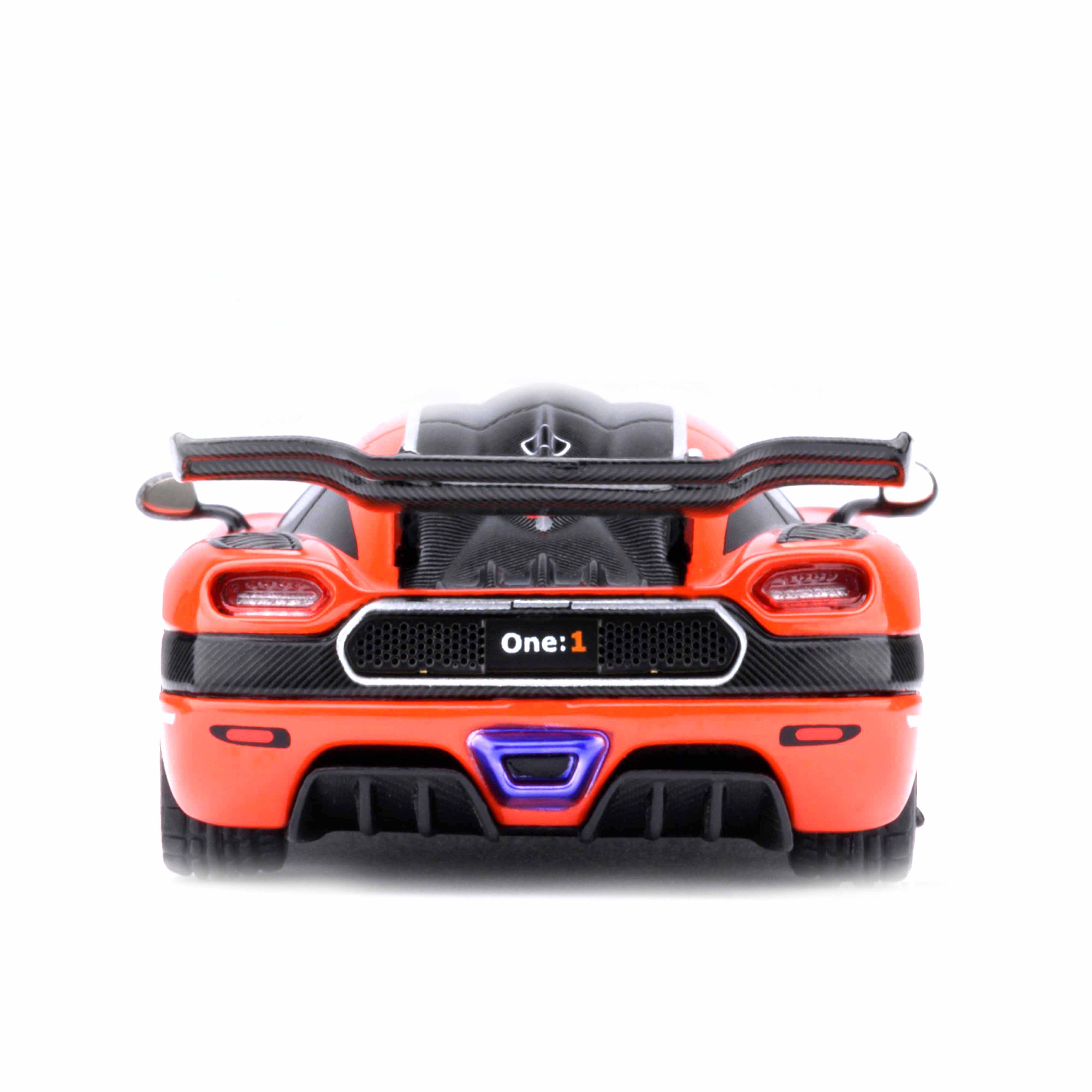 Koenigsegg One : 1 Orange lave/Fibre de carbone/Bandes argentées 1/64 - Image 6