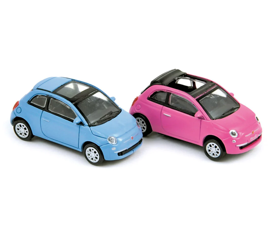 Pack x4 voitures Fiat 500 Twinair blue&500C So Rose 2010 1/87