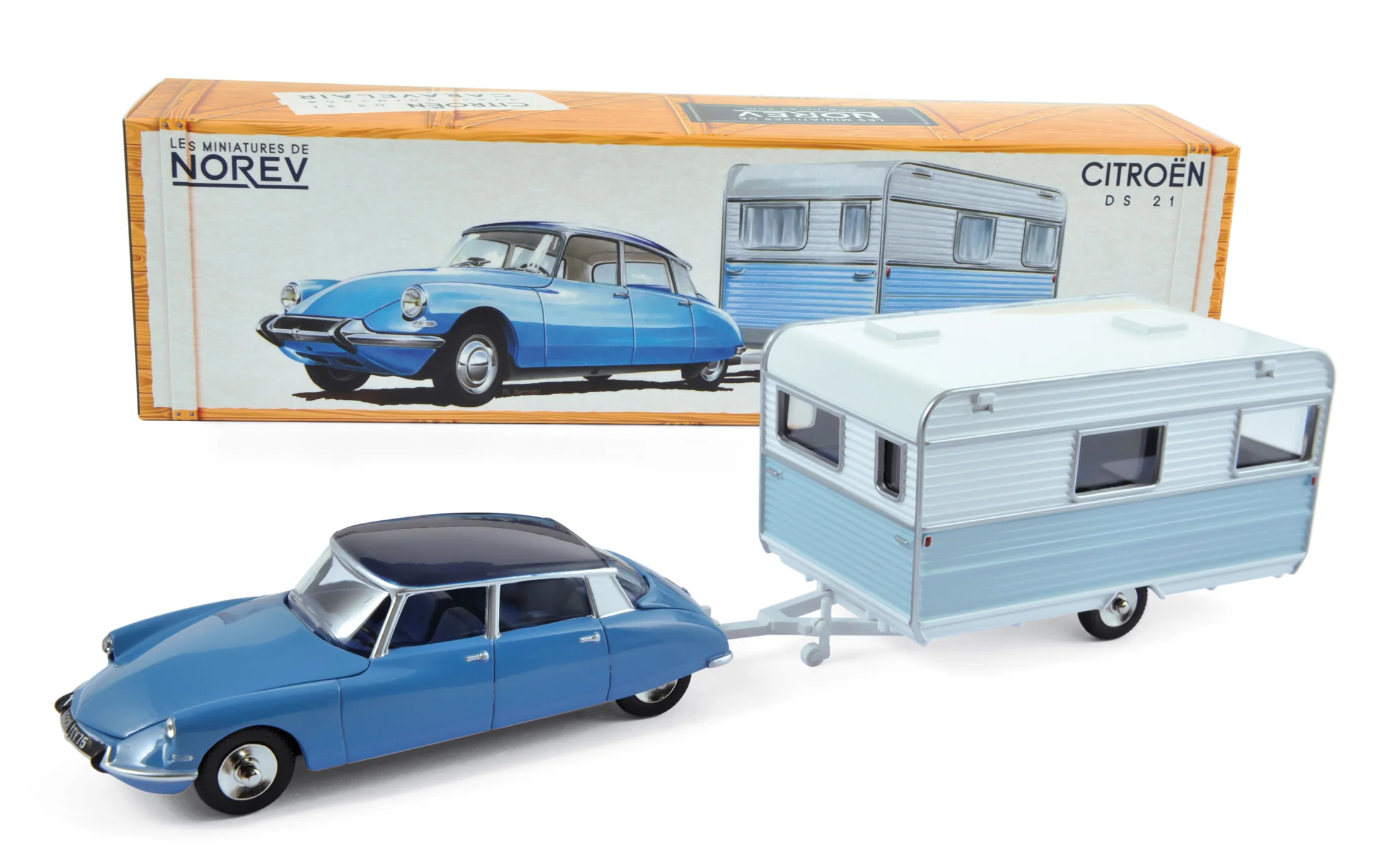 Citroën DS 21&Caravane Caravelair Blue Monte-Carlo&Blue d'Orient - Image 2