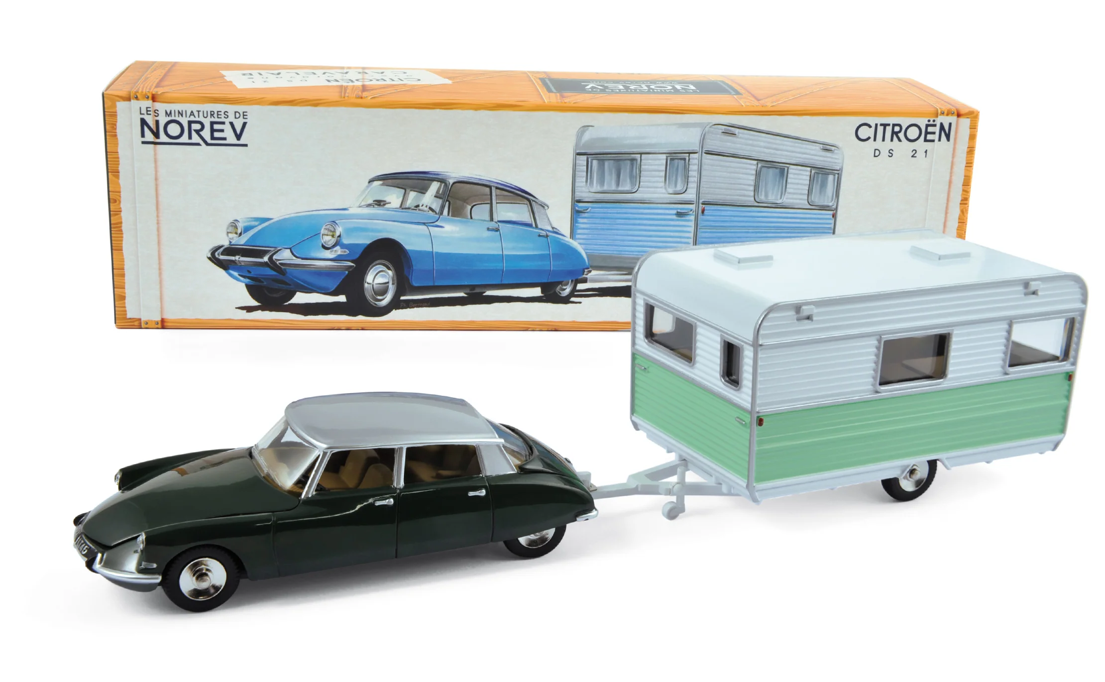 Citroën DS 21&Caravane Vert Jura&Gris métallisé 1/43 - Image 2