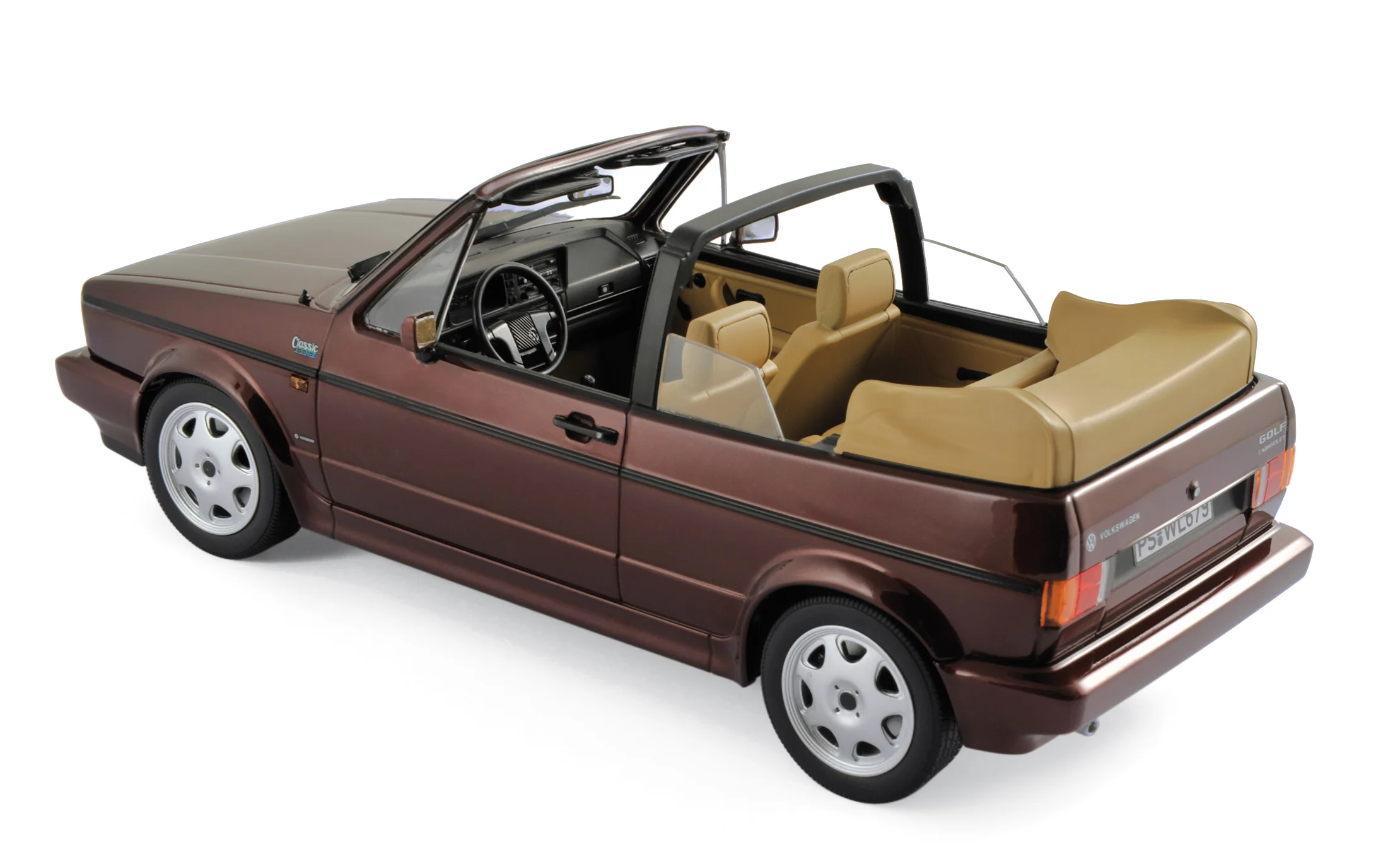 VW Golf Cabriolet Classic Line 1992 Rouge métallisé 1/18 - Image 2