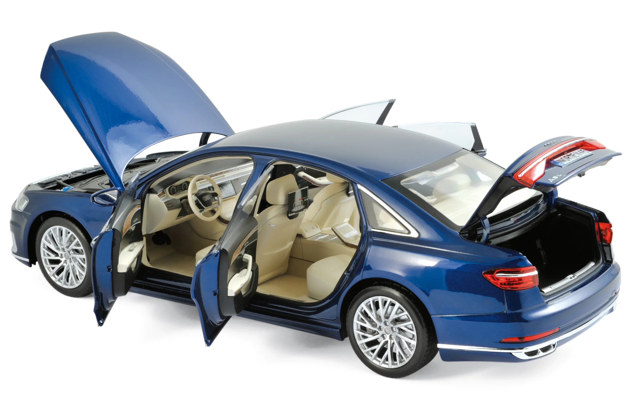 Audi A8 L 2017 Bleu métallisé 1/18 - Image 2