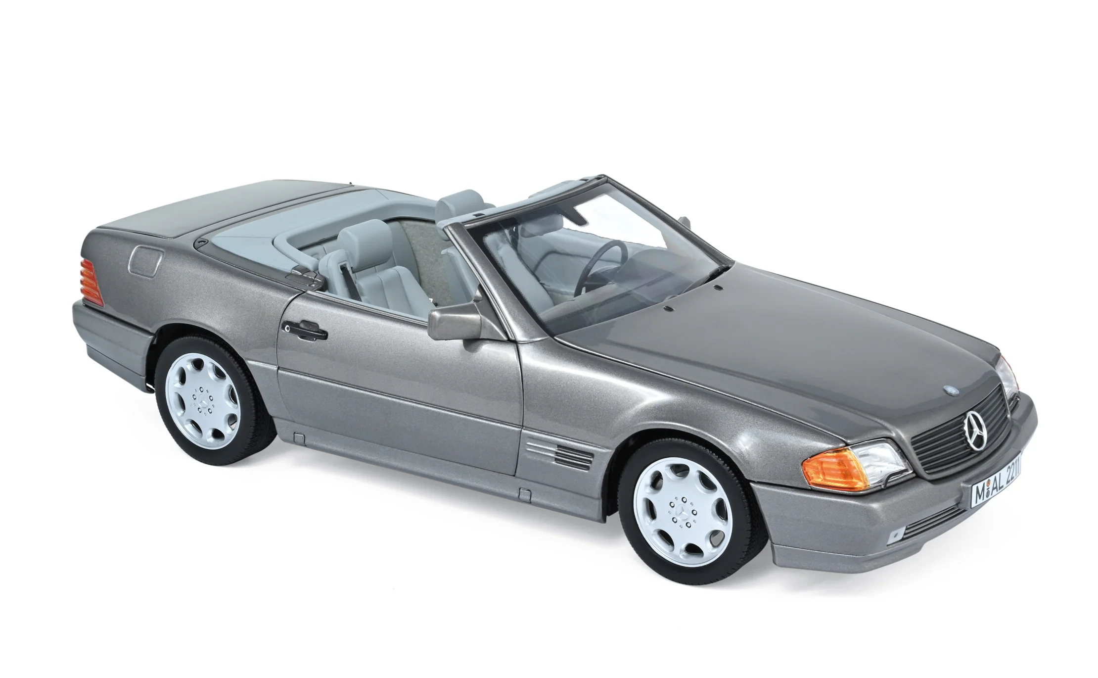 Mercedes-Benz 500 SL 1989 Gris métallisé 1/18