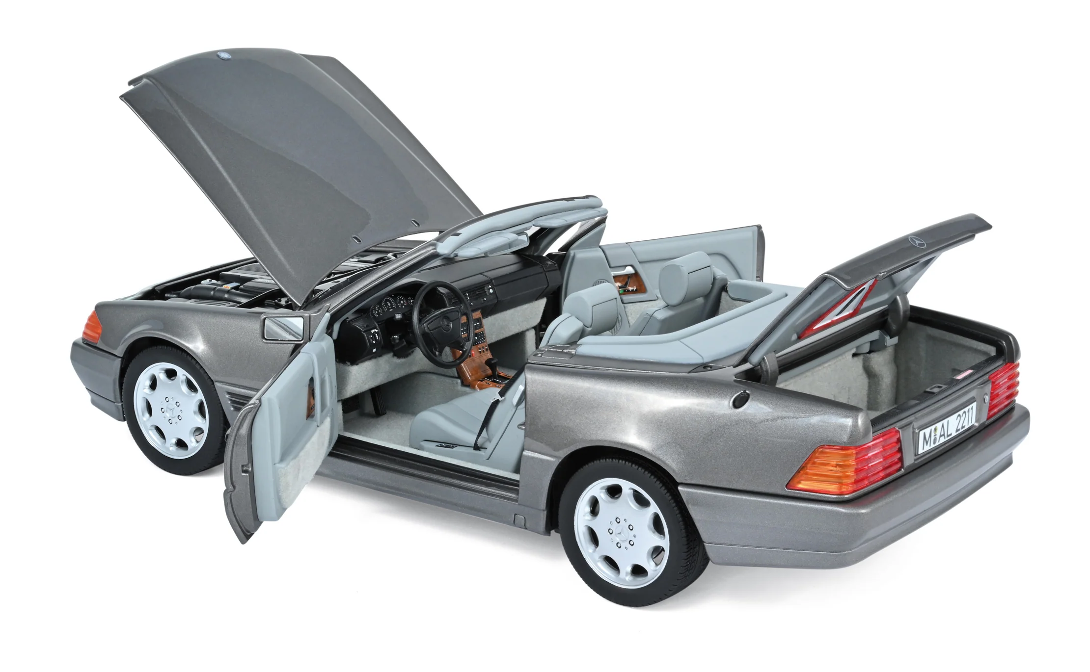 Mercedes-Benz 500 SL 1989 Gris métallisé 1/18 - Image 2