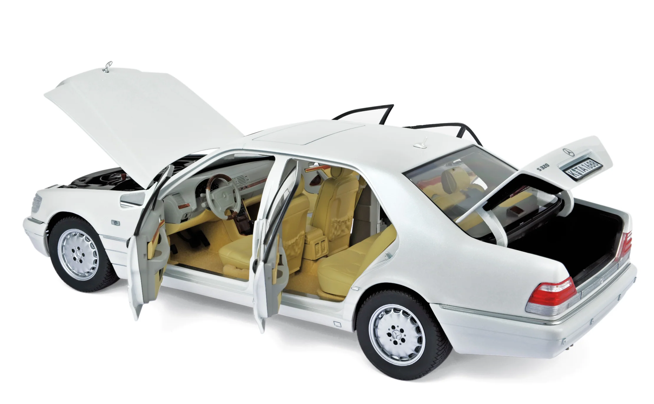 Mercedes-Benz S320 1997 Blanc métallisé 1/18 - Image 2