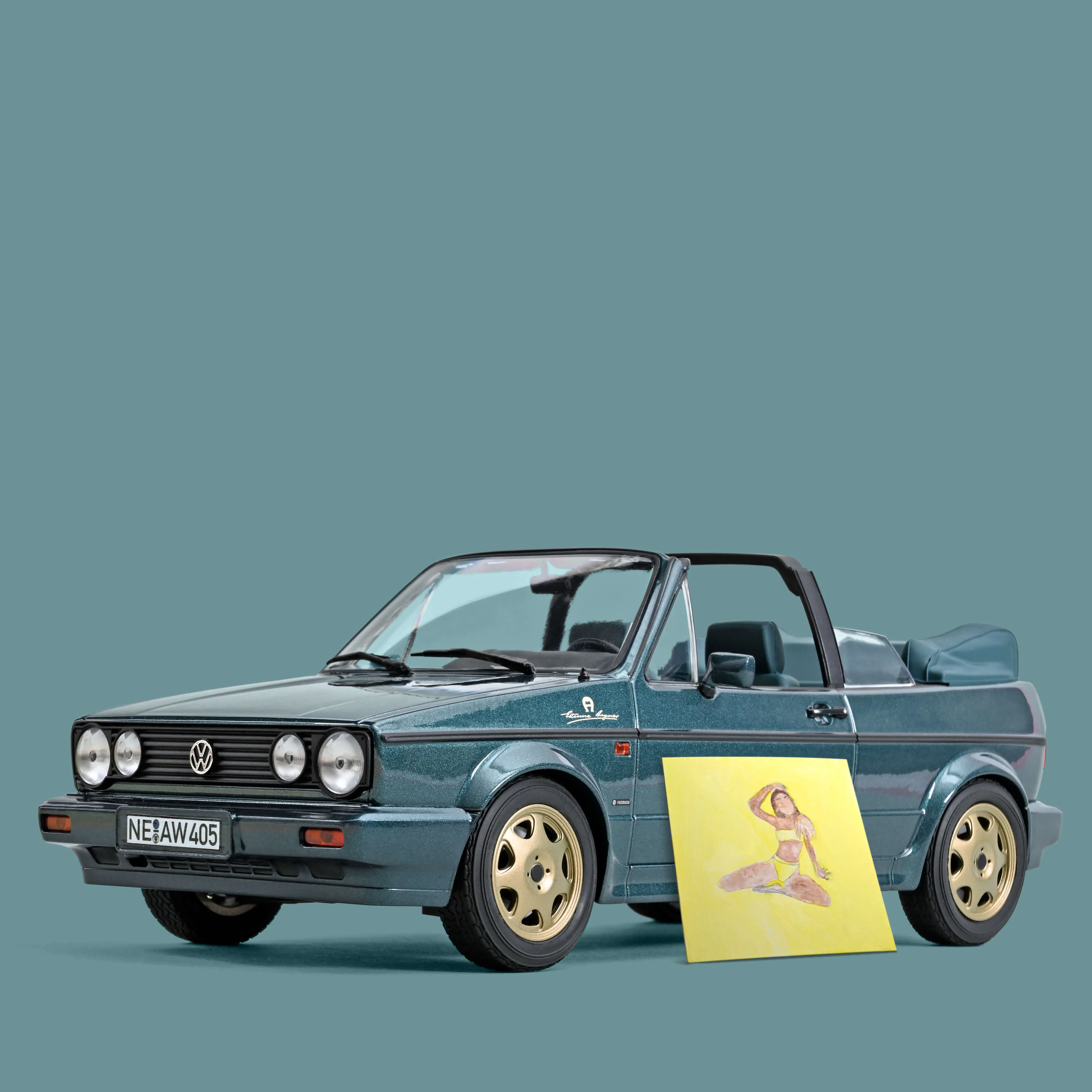VW Golf Cabriolet Etienne Aigner 1990 Vert métallisé 1/18 - Image 3
