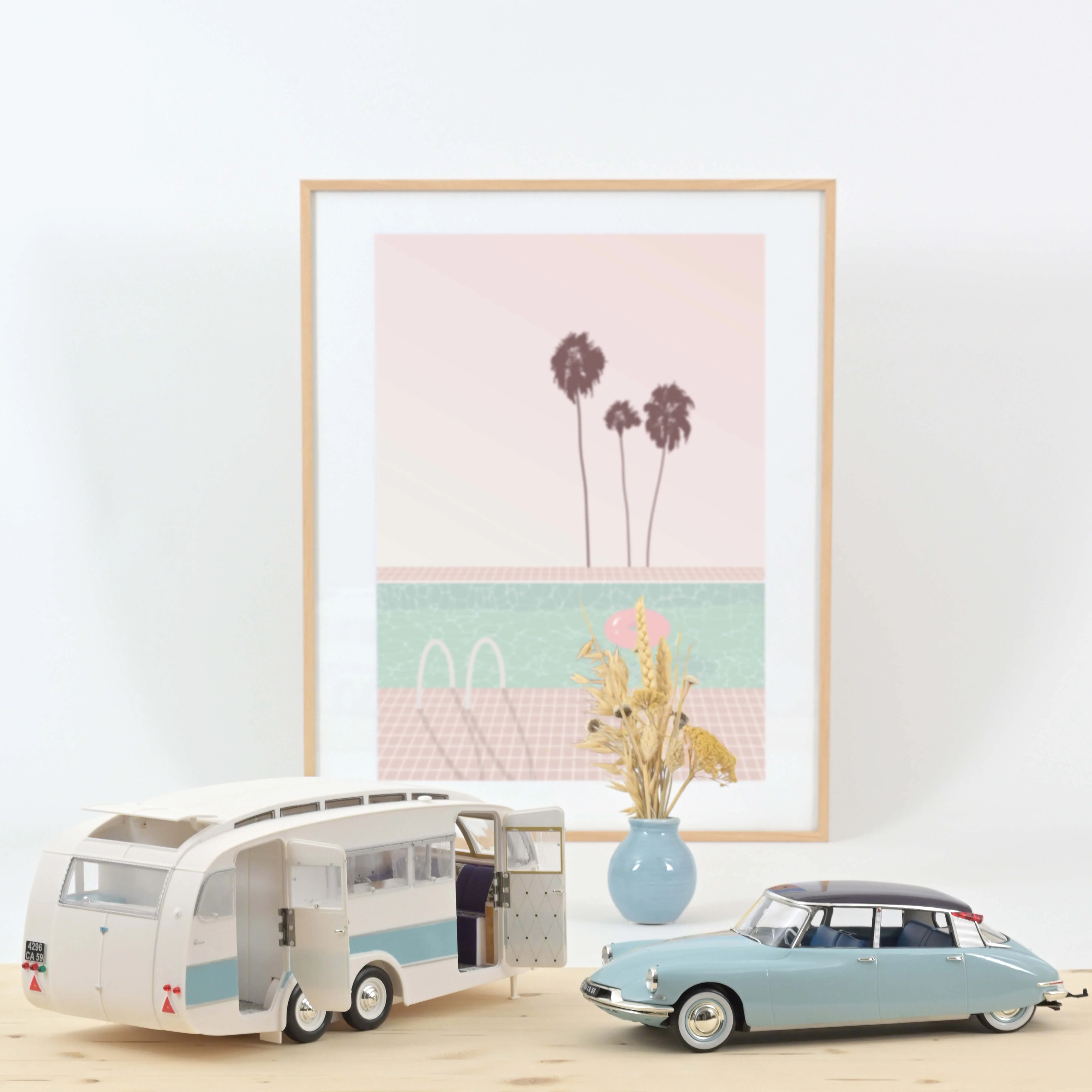 Citroën DS 19 1959 Nuage Bleu et Violet + Caravane Hénon 1/18 - Image 3
